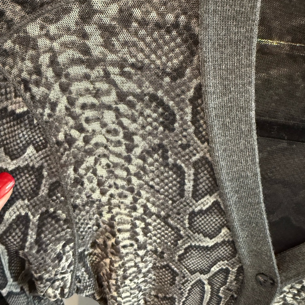 Jean Paul Gaultier Gray Cardigan with Snake Print - Picture 4 of 6